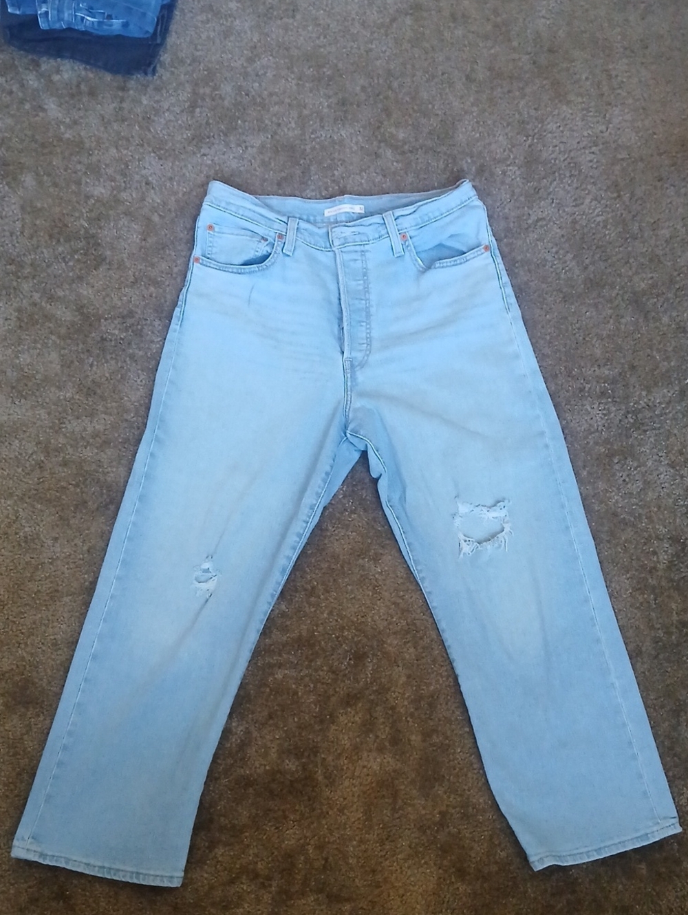 Womens Levis Ribcage Straight Ankle Jeans Light Blue